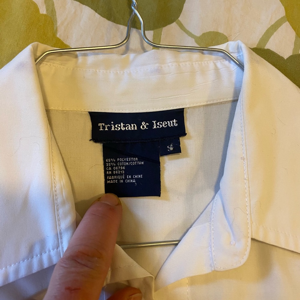 White Button-Down Blouse with Ruffle Cuff - image 3